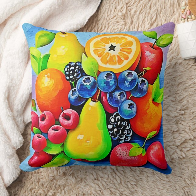 Vibrant Fruit Still Life Cushion (Blanket)