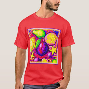 Vibrant Fruits and Stars. Buy Now T-Shirt
