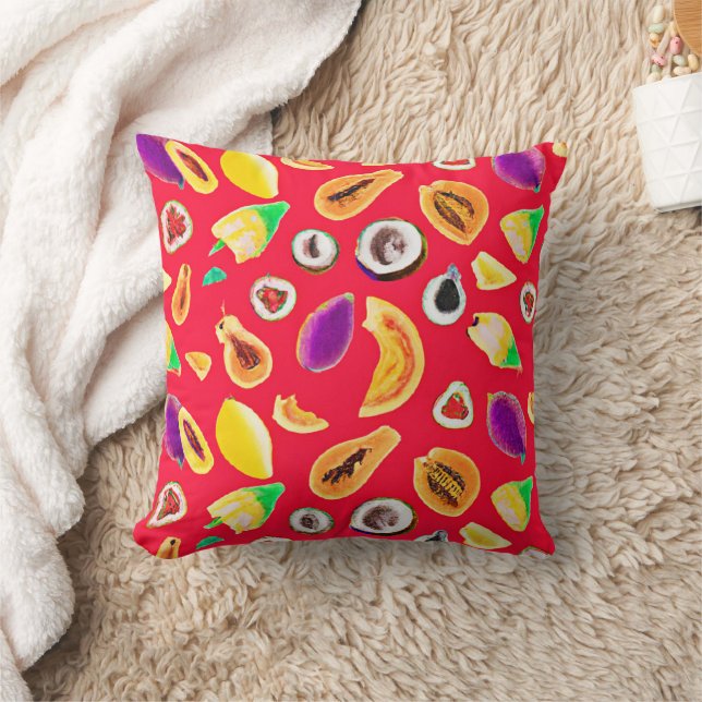 Vibrant Fruity Delight Pattern Cushion (Blanket)