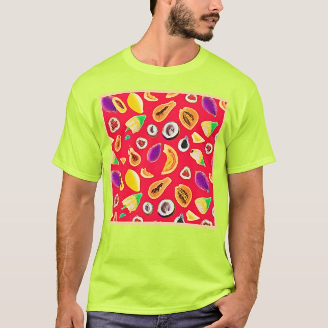Vibrant Fruity Delight Pattern T-Shirt (Front)