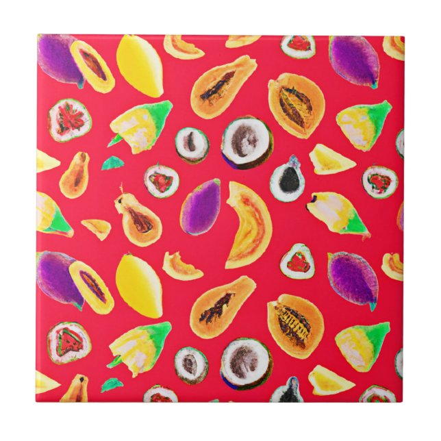 Vibrant Fruity Delight Pattern Tile (Front)