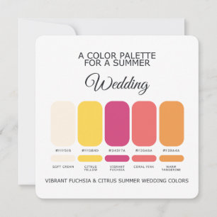 Vibrant Fuchsia Citrus Summer Wedding Palette Card