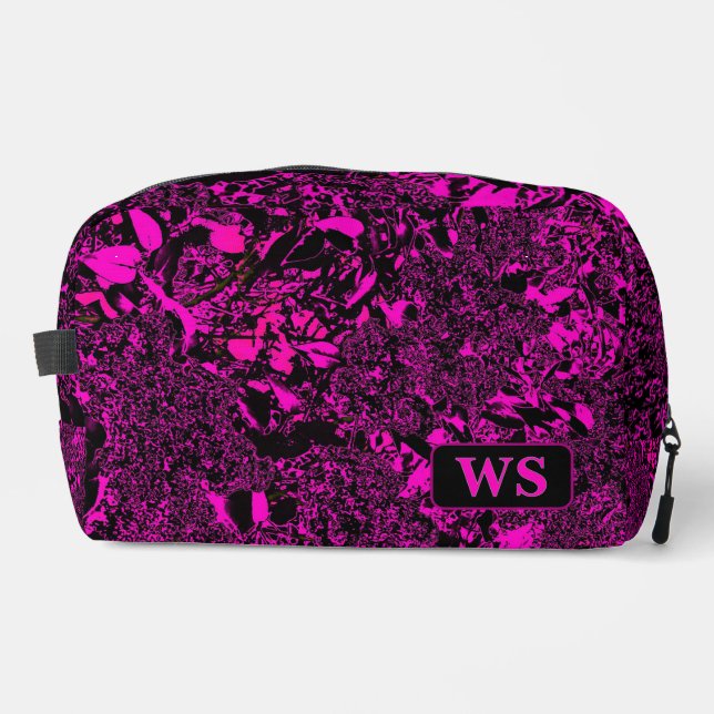 Vibrant Fuchsia Monogram Toiletry Bag  (Front)