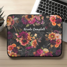 Vibrant Fuchsia Orange Floral Monogram Design