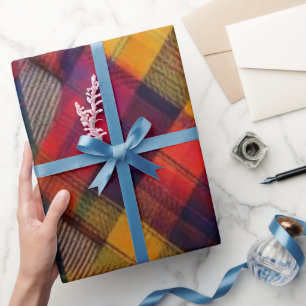 Vibrant Fusion: Modern Colorful Tartan Pattern Wrapping Paper