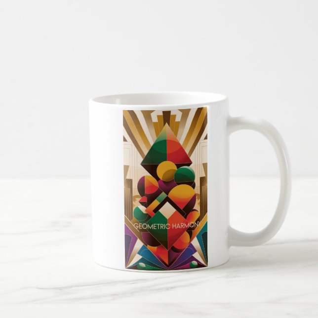Vibrant Futuristic Art Deco Illustration Coffee Mug (Right)