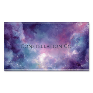 Vibrant Galaxy Pink Purple Nebula White Frame Magnetic Business Card