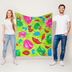 Vibrant Garden Bloom Fleece Blanket