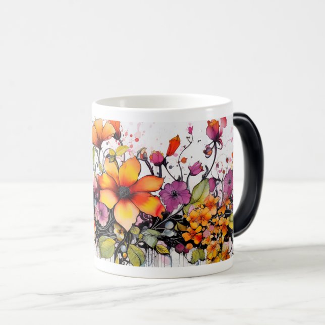 Vibrant Garden Bloom - Floral Beauty Magic Mug (Front Right)