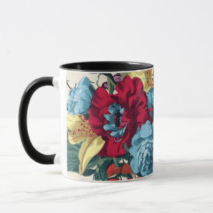 Vibrant garden blooms colourful vintage flowers mug