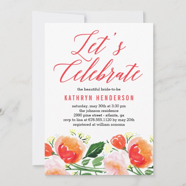 Vibrant Garden Bridal Shower Invitation (Front)