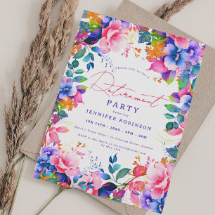 Vibrant Garden Floral Retirement Party Invitation