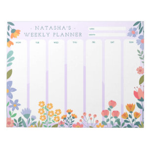 Vibrant Garden Floral Weekly Planner Notepad 