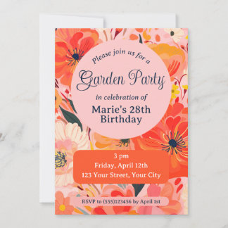 Vibrant Garden Party Invitation