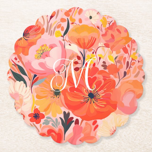 Vibrant Garden Party Paper Coaster (Front)