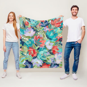 Vibrant Garden Symphony Fleece Blanket