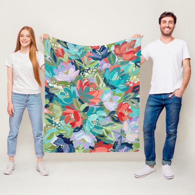 Vibrant Garden Symphony Fleece Blanket (In Situ)