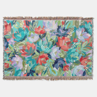 Vibrant Garden Symphony Throw Blanket