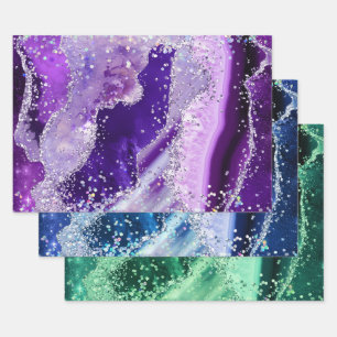Vibrant Gemstone Marble Agate Patterns Wrapping Paper Sheet