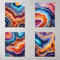 Vibrant Geode Art Set – Colourful Abstract Nature