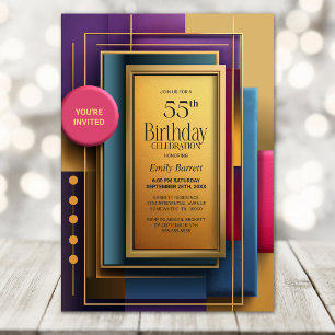 Vibrant Geometric 55th Birthday Party Invitation