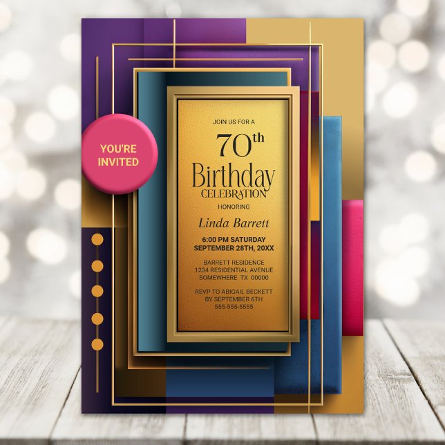 Vibrant Geometric 70th Birthday Party Invitation (Creator Uploaded)