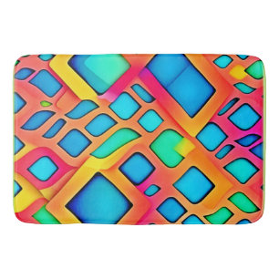 Vibrant Geometric Abstract Art Bath Mat