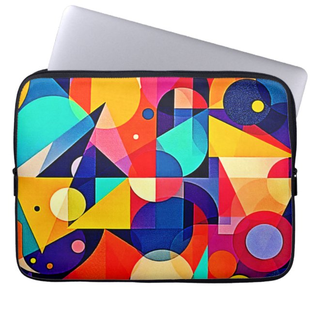 Vibrant Geometric Abstract Art Laptop Sleeve (Front)