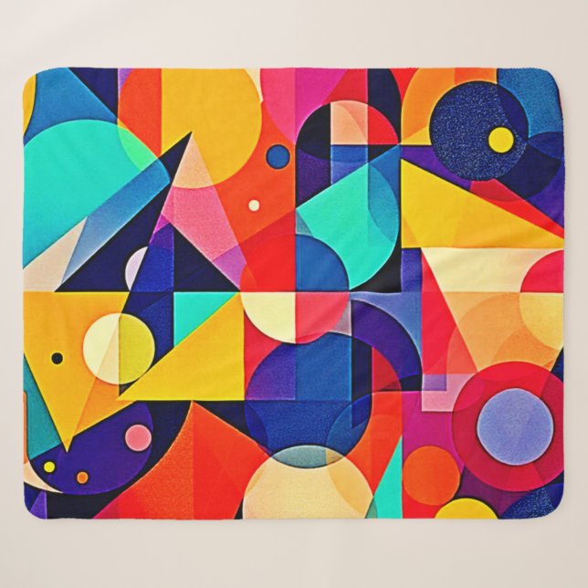 Vibrant Geometric Abstract Art Sherpa Blanket (Front (Horizontal))