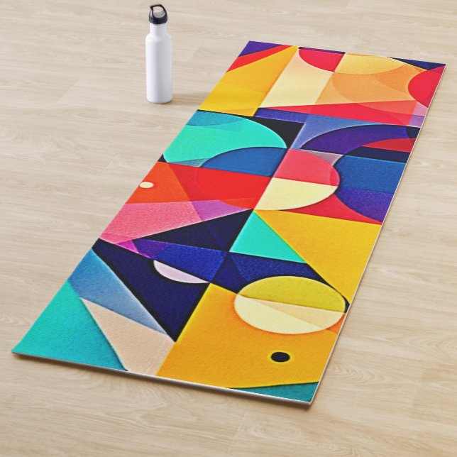 Vibrant Geometric Abstract Art Yoga Mat (In Situ)
