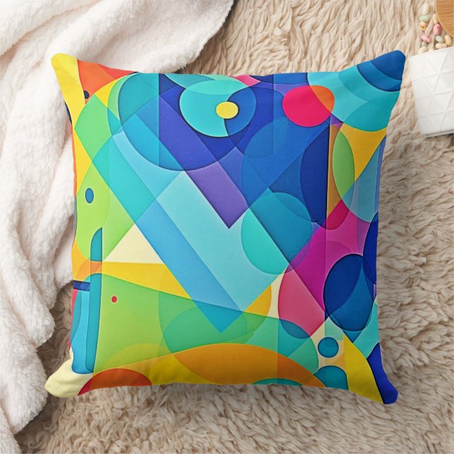 Vibrant Geometric Abstract Cushion (Blanket)