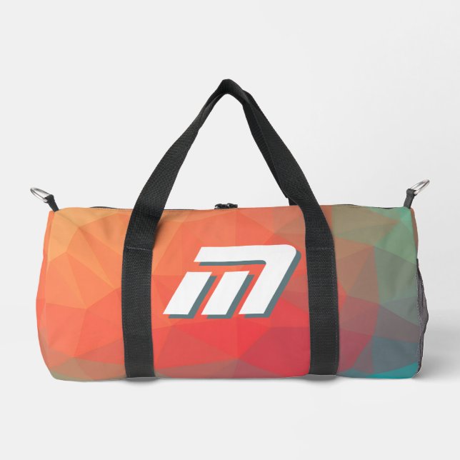 Vibrant Geometric Abstract Custom Initial Weekend Duffle Bag (Front)