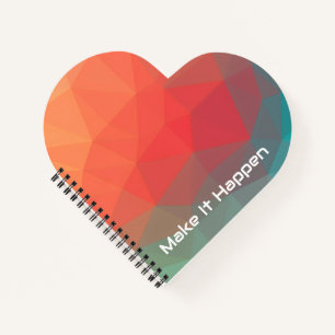 Vibrant Geometric Abstract Heart Custom Monogram Notebook