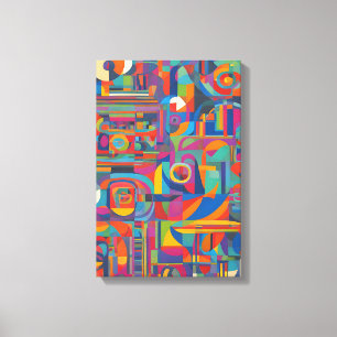 Vibrant Geometric Abstract Modern Colourful Art Canvas Print