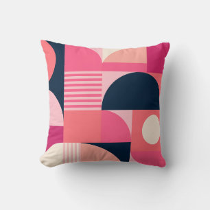 Vibrant Geometric Abstract Pattern with Pink Navy Cushion