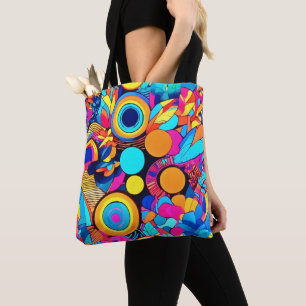 Vibrant Geometric Abstract Patterns Tote Bag