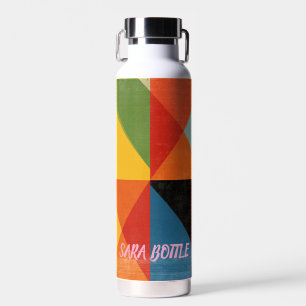 Vibrant Geometric Abstract - Personalised Name Wat Water Bottle