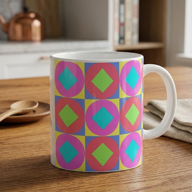 Vibrant Geometric Abstract Psychedelic Pattern Coffee Mug (Vibrant Geometric Abstract Psychedelic Pattern. Coffee Mug)