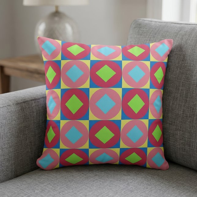 Vibrant Geometric Abstract Psychedelic Pattern Cushion (Vibrant Geometric Abstract Psychedelic Pattern. Throw Pillow)