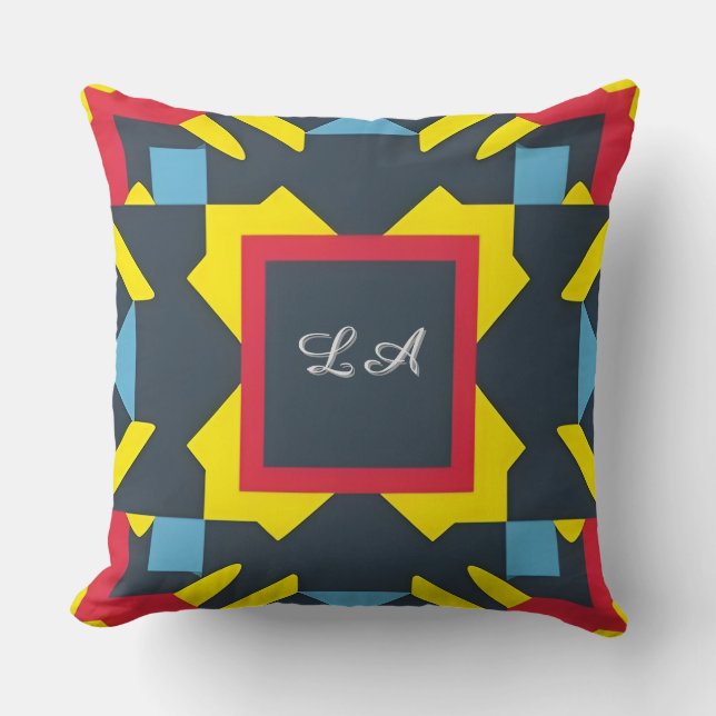 🔷 Vibrant Geometric Abstract Symmetry Art ✨ Cushion (Front)