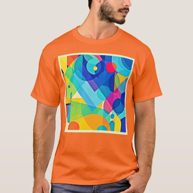 Vibrant Geometric Abstract T-Shirt (Front)