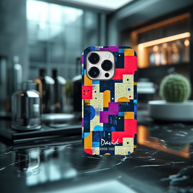 Vibrant Geometric Blocks with Custom Message Case-Mate iPhone Case (Creator Uploaded)