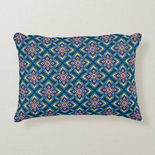 Vibrant Geometric Boho Floral Pattern Decorative Cushion