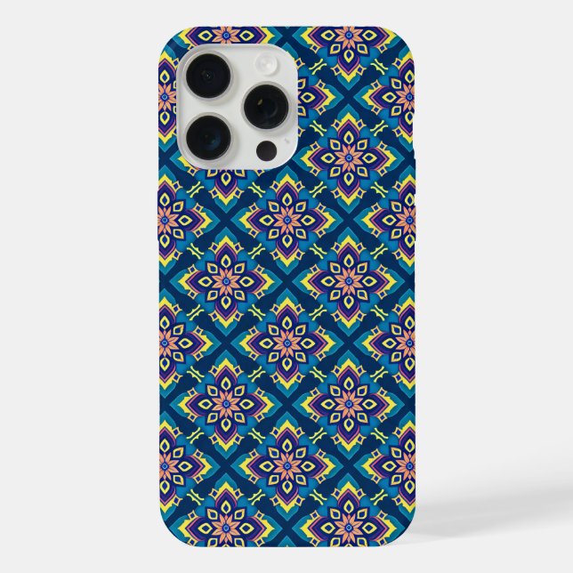 Vibrant Geometric Boho Floral Pattern iPhone Case (Back)