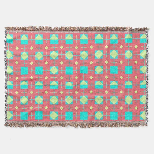 🔷 Vibrant Geometric Colour Block ✨ Throw Blanket (Front)