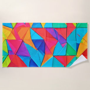 Vibrant Geometric Colour Blocks Art Beach Towel