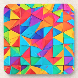 Vibrant Geometric Colour Blocks Art Coaster