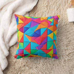 Vibrant Geometric Colour Blocks Art Cushion