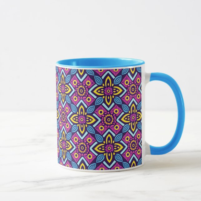 Vibrant Geometric Decorative Pattern Mug (Right)