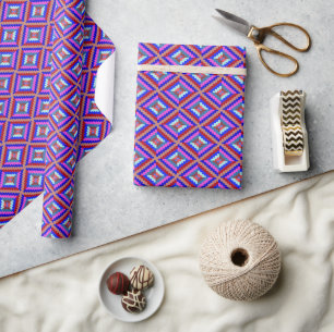 Vibrant Geometric Diamond Seamless pattern Wrapping Paper